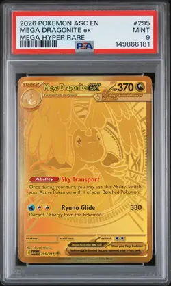 2026 POKEMON ASC EN-ASCENDED HEROES MEGA HYPER RARE #295 MEGA DRAGONITE EX PSA 9 - Image 1