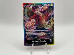 One Piece Monkey.D.Luffy 3rd Anniversary Stamp Rainbow Leader Promo Card NM - Image 1