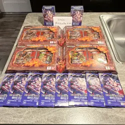 One Piece LOT - (4) Illustration Box Vol. 5,(8) OP14-EB04 Packs,(2) DP-09 boxes - Image 1