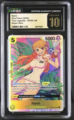 2024 ONE PIECE TWO LEGENDS SUPER RARE #OP08-106 NAMI CGC 10 PRISTINE - Image 1