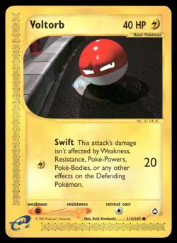 Pokemon Cards Voltorb 115/147 Aquapolis WOTC Common NM - Image 1