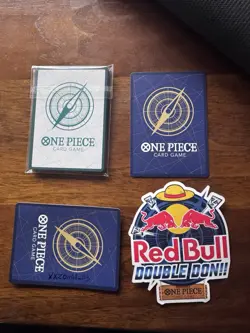 SEALED LUFFY RED BULL X ONE PIECE PRB02-005 PROMOTION CARD AND DOUBLE DON SET - Image 2