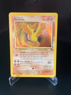 Pokemon Moltres Fossil Holo Rare 12/62 70 HP Vintage 1999 TCG Card - Image 1