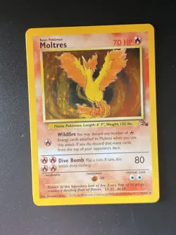 Pokemon Moltres Fossil Holo Rare 12/62 70 HP Vintage 1999 TCG Card - Image 3