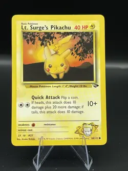 (NM) Lt. Surge's Pikachu 84/132 Gym Challenge Pokemon TCG Card 317c-4 - Image 1