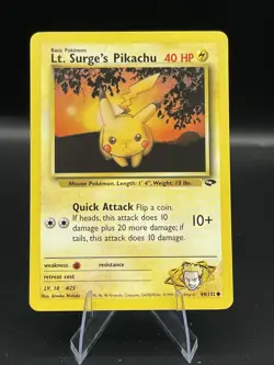 (NM) Lt. Surge's Pikachu 84/132 Gym Challenge Pokemon TCG Card 317c2-5 - Image 1