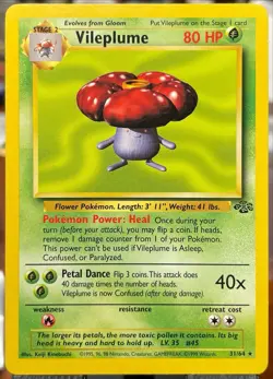 NM 🔥 Vileplume 31/64 Non Holo Jungle Set Rare Pokemon Card WOTC - Image 1