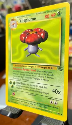 NM 🔥 Vileplume 31/64 Non Holo Jungle Set Rare Pokemon Card WOTC - Image 3