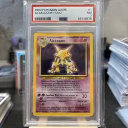 Pokemon TCG Alakazam Base Set Holo Card 1/102 Unlimited Rare PSA 7!!! - Image 1