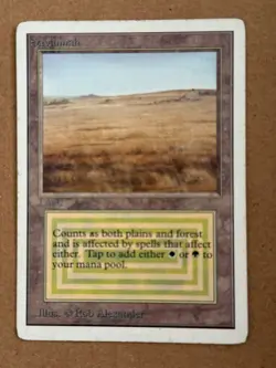 1 x Unlimited Savannah - damaged condition Magic mtg vintage dual land - Image 1