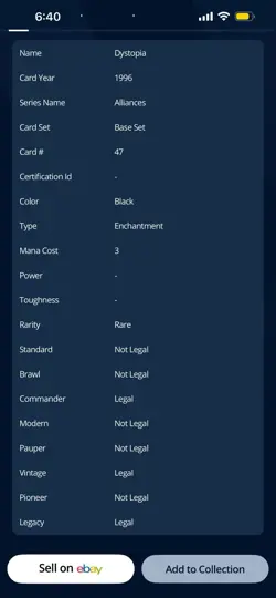 Vintage MTG💥Dystopia💥 NM Magic the Gathering Alliances 1996 - Image 3