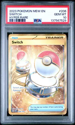 2023 POKEMON MEW EN-151 HYPER RARE #206 SWITCH PSA 10 - Image 1