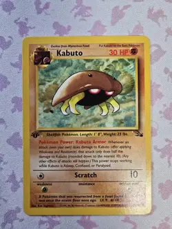 Pokemon TCG Fossil 1st Edition Kabuto Creature English 50/62 #140 Clean Card - Image 1