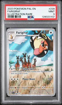 2023 POKEMON PAL EN-PALDEA EVOLVED ILLUSTRATION RARE #228 FARIGIRAF PSA 9 - Image 1