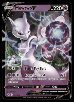 Pokemon Cards Mewtwo V 030/078 Pokemon GO Holo Rare V NM - Image 1
