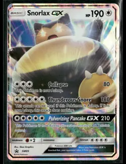 2016 Pokemon Snorlax GX #SM05 Black Star Promo MP-HP - Image 1