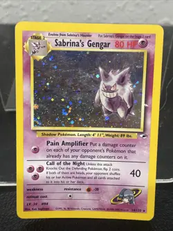 Sabrina's Gengar 14/132 Holo Swirl Rare Gym Heros Vintage Pokemon Card Damaged - Image 1