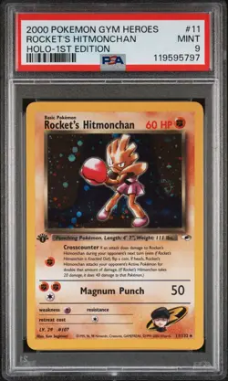 Pokemon Rocket's Hitmonchan 011/132 Gym Heroes Holo 1st Edition PSA 9 - Image 1