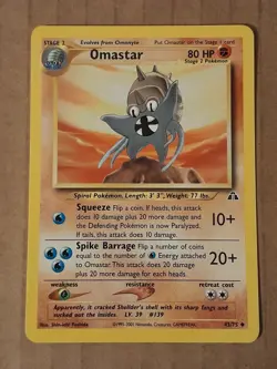 Pokemon Omastar 43/75 Neo Discovery NM-Mint See Pictures - Image 1