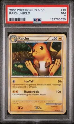 2010 POKEMON HEARTGOLD & SOULSILVER #10 RAICHU HOLO PSA 7 10/123 - Image 1