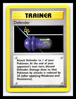 💥 DEFENDER TRAINER (Shadowless Base Set) 1999 Pokemon TCG Non Holo # 80/102 - Image 1