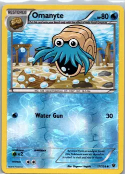 Pokemon TCG Omanyte 17/124 Fates Collide Rev Holo LP - Image 1