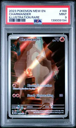 2023 POKEMON MEW EN-151 ILLUSTRATION RARE #168 CHARMANDER PSA 9 - Image 1