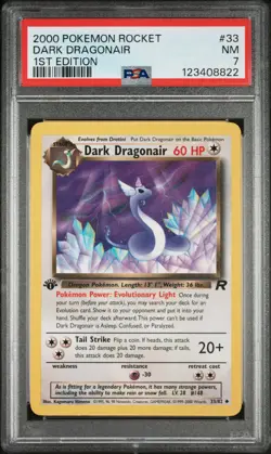 2000 POKEMON ROCKET 1ST EDITION #33 DARK DRAGONAIR PSA 7 - Image 1
