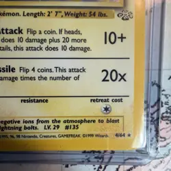 Pokemon Jolteon Holo Rare 4/64 Jungle Set Vintage 1999 TCG NM-LP Condition - Image 4