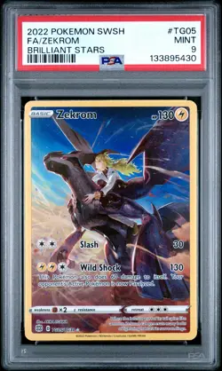 2022 POKEMON SWORD & SHIELD BRILLIANT STARS #TG05 FULL ART/ZEKROM PSA 9 - Image 1