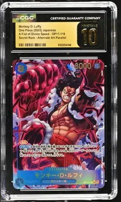 Monkey D. Luffy ONE PIECE Japanese OP11-118 Fist of Divine Speed CGC PRISTINE 10 - Image 1