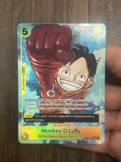 English One Piece 500 Years Future Monkey D. Luffy OP07-109 Foil SR DAMAGED BENT - Image 1