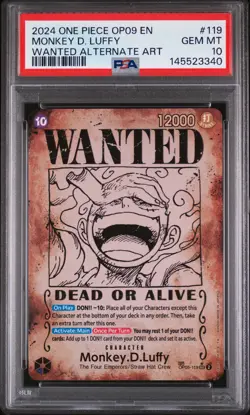 2024 ONE PIECE OP09-EMPERORS IN THE NEW WORLD #119 MONKEY D. LUFFY PSA 10 - Image 1