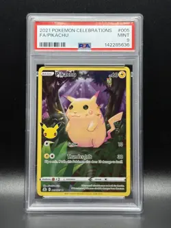 PSA 9 MINT Pikachu 5 Pokemon Celebrations 25th Anniversary Holo Pokemon Card - Image 1