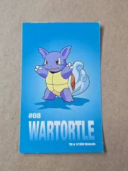 Wartortle Pokemon 1999 Game Freak Creatures 1999 Sticker Pokemon Card #08 Rare - Image 1