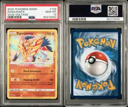 Zamazenta Holo Pokemon TCG Card 102/185 Vivid Voltage Amazing Rare PSA 10 - Image 2