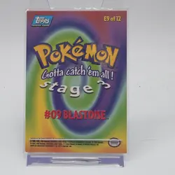 1999 Topps Pokemon Blastoise E9 of 12 Stage 3 Trading Card #09 Blue Vintage - Image 2