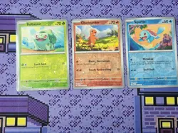 Pokemon 151 Poster Collection Promo Card Set Charmander, Bulbasaur, Squirtle - Image 1