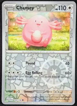 Chansey 2023 Scarlet & Violet Reverse Holo Pokemon Card 144/198 (NM) - Image 1