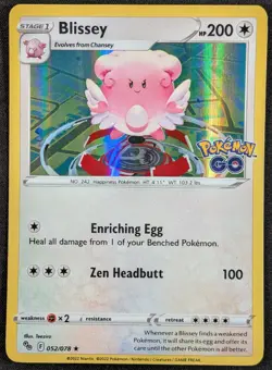 Blissey 2022 Holo Rare Pokemon GO Card 052/078 (NM) - Image 1