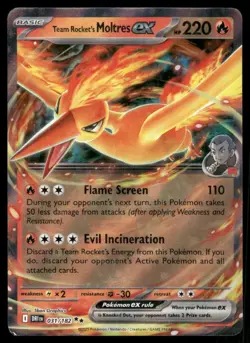 Team Rocket Moltres EX 2025 Destined Rival Double Rare Pokemon Card 031/182 (NM) - Image 1