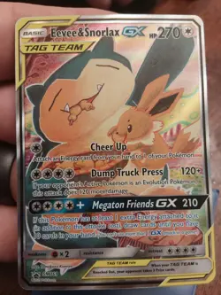 Eevee & Snorlax GX SM169 Tag Team Black Star Promo Full Art Pokemon Card NM - Image 1