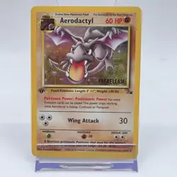 Aerodactyl 1st Edition Prerelease Holo Pokemon Card 1/62 Vintage 1999 WOTC - Image 1