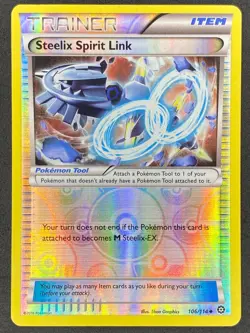 Pokemon Steelix Spirit Link Reverse Holo 106/114 STS Steam Siege LP - Image 1