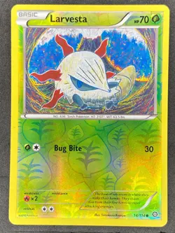 Pokemon Larvesta Reverse Holo 14/114 STS Steam Siege LP/NM - Image 1