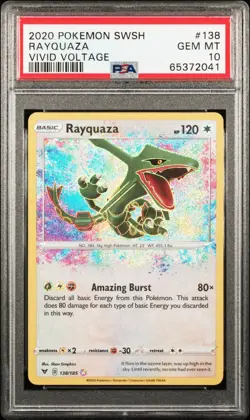 Rayquaza Amazing Rare 2020 Pokemon Sword & Shield Vivid Voltage #138/185 PSA 10 - Image 1