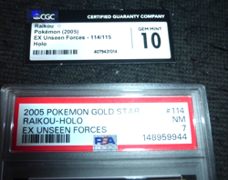 2005 POKEMON GOLD STAR EX UNSEEN FORCES RAIKOU 114/115 PSA 7 - Image 3