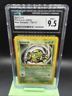 CGC MINT 9 Pokemon Spinarak 75/111 2000 Neo Genesis 1st Edition - Image 1