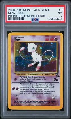 2000 POKEMON PROMO BLACK STAR POKEMON LEAGUE #9 MEW-HOLO PSA 7 - Image 1