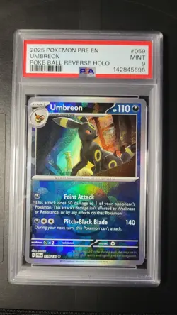 2025 POKEMON PRE EN-PRISMATIC EVOLUTIONS POKE BALL REVERSE HOLO UMBREON PSA 9 - Image 1